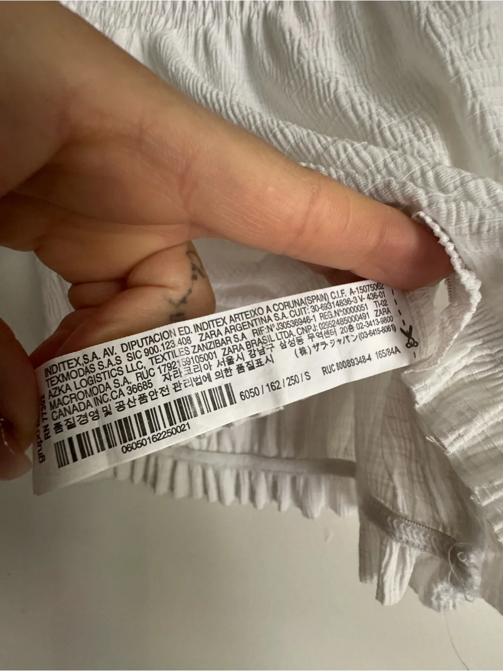 Zara White Smocked Peasant Blouse
